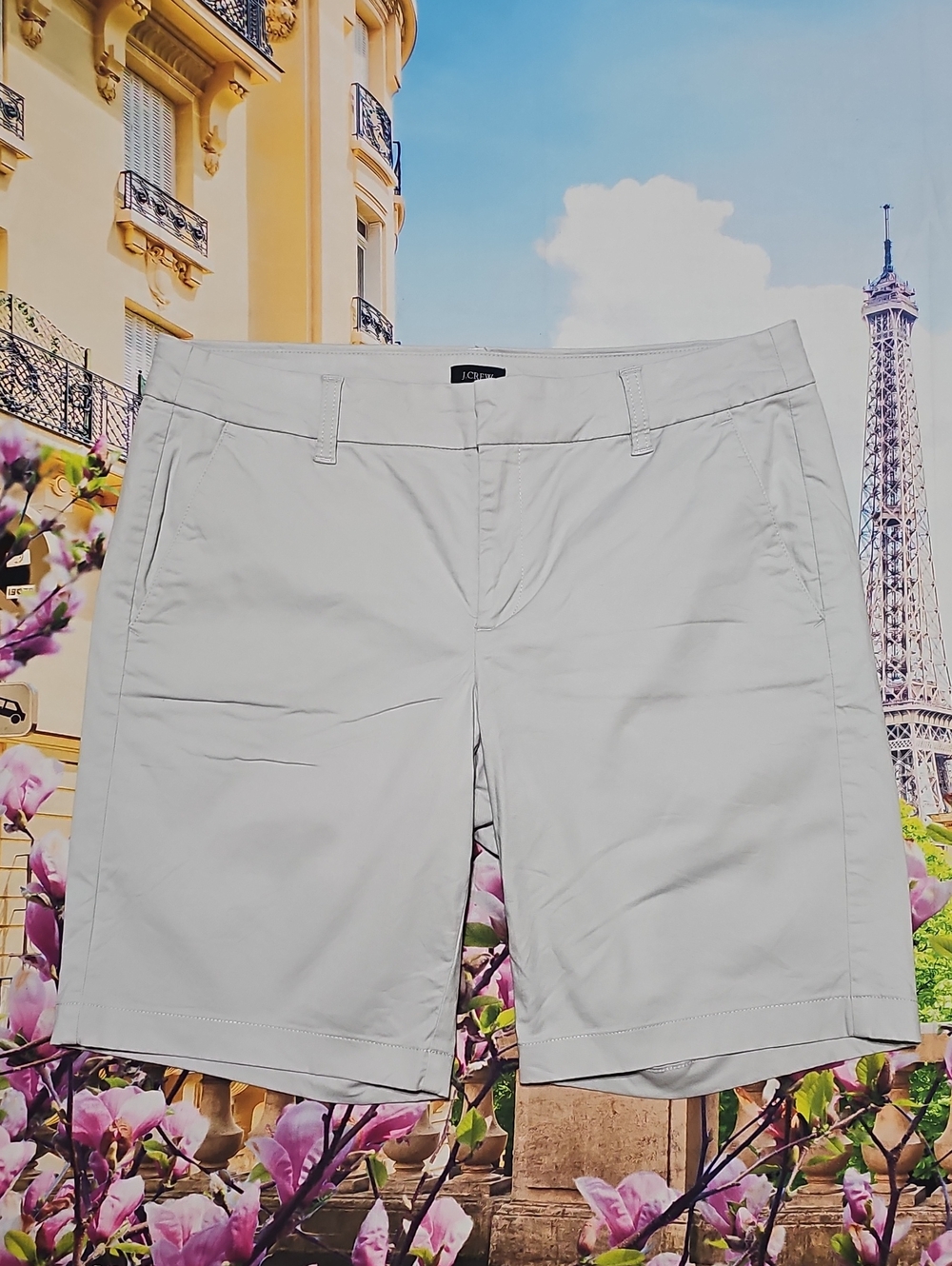 J. Crew White Light Gray Chino Shorts Size 10